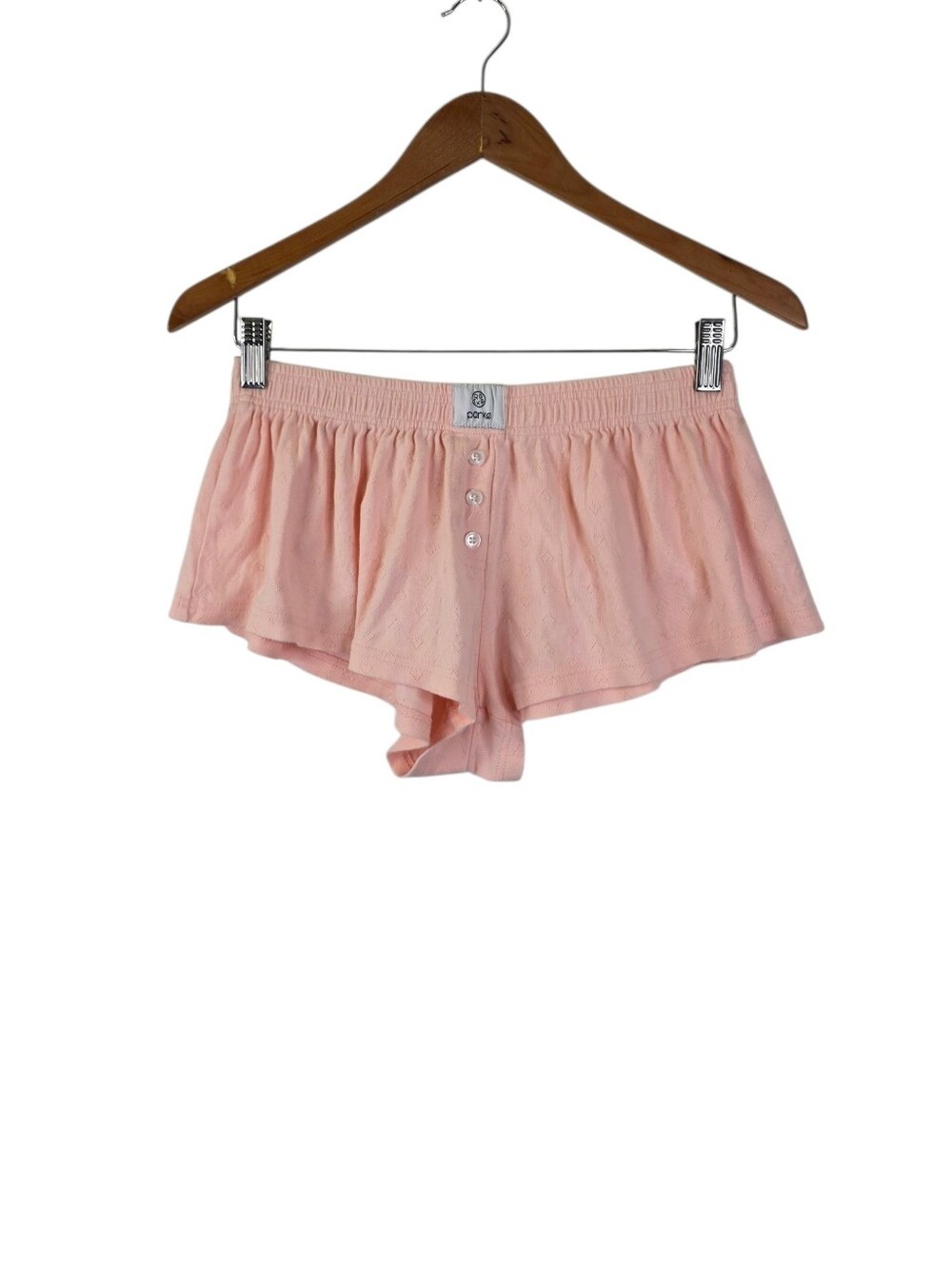 Parke Heart Pointelle Boxer Shorts Cozy Essential Peony Lounging Size Small
